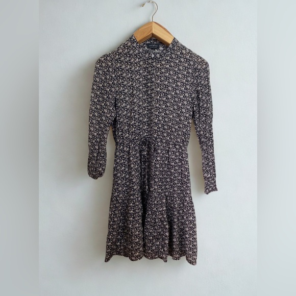 Lucky Brand Mock Neck Peasant Floral Dress Black Size Small - Picture 3 of 5